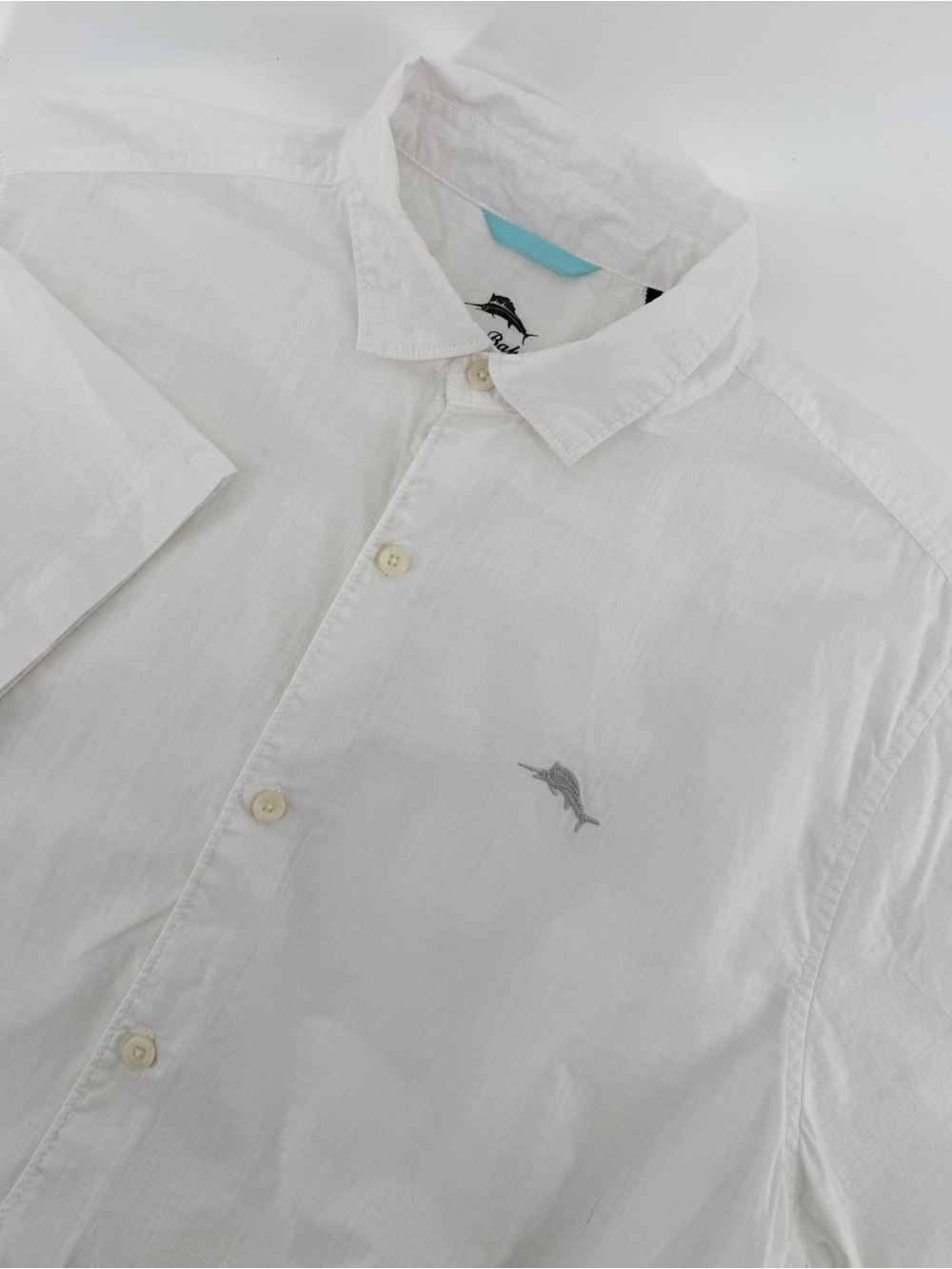 Tommy Bahama Shirt Mens Large White Short Sleeve Casual Button Up - Minor Flaw
